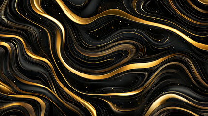 Luxurious Golden Wave Pattern, Luxury abstract background with golden lines on dark, 