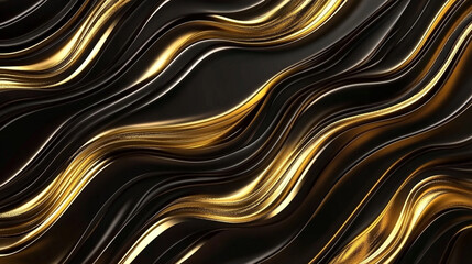 Fototapeta premium Luxurious Golden Wave Pattern, Luxury abstract background with golden lines on dark, 