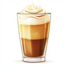 Creamy coffee drink topped with whipped cream in glass