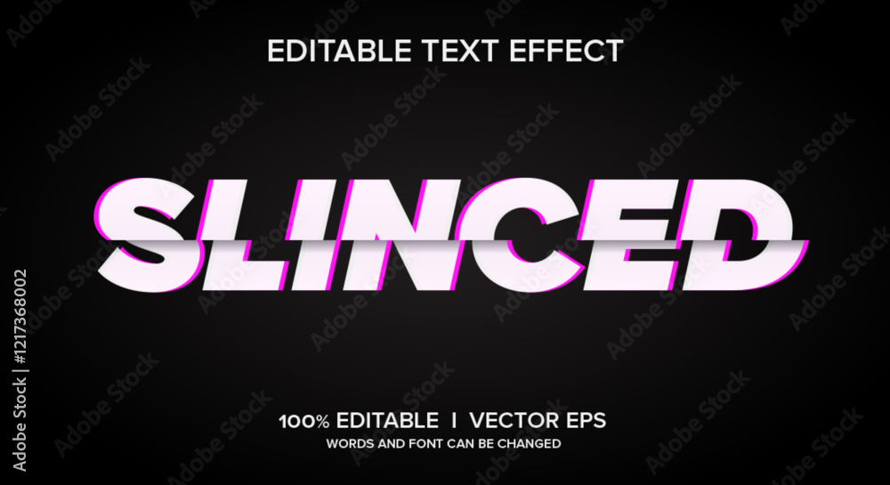 Poster slinced vector text effect with modern style design