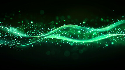 A green and black space filled with stars on a green and black background, Fantastic night sky effect with a dark green glowing backdrop, 