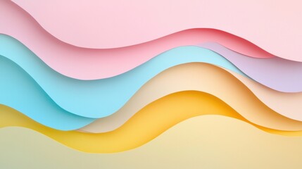 Abstract background with multiple wavy lines in different colors. the colors are pastel shades of...