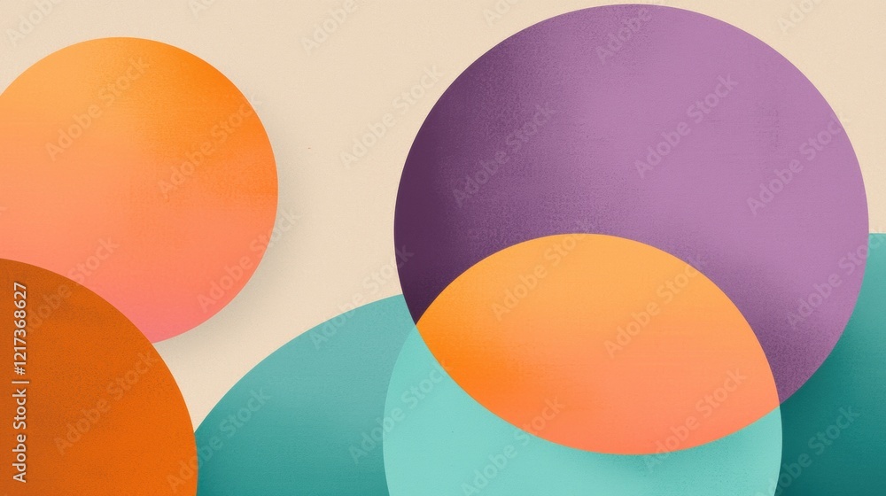 Poster abstract graphic design with three overlapping circles. the circles are in different colors - orange