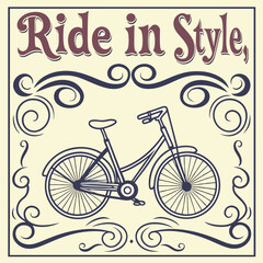 Fototapeta premium Vintage Bicycle Advertisement with Ornate Typography