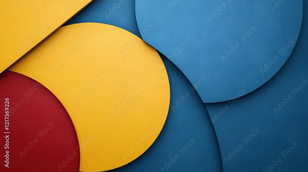 Poster abstract background with three overlapping circles in different colors - yellow, red, and blue.