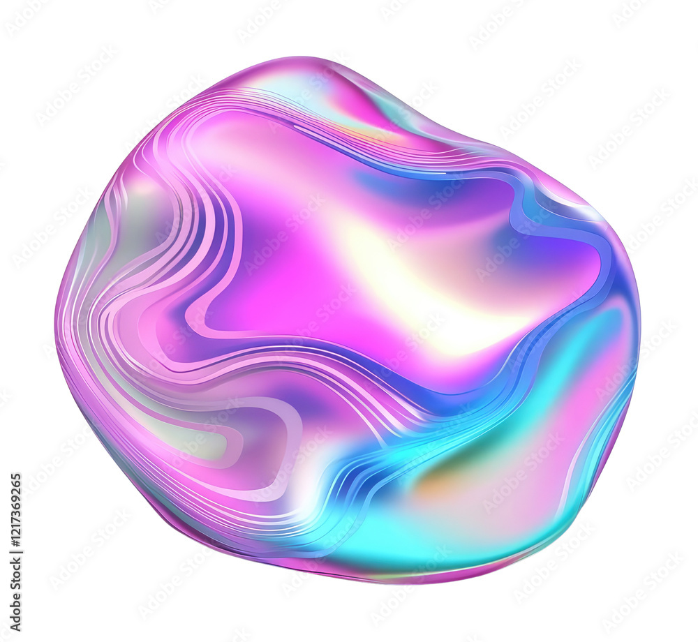 Poster iridescent liquid abstract: a mesmerizing abstract form resembling a vibrant, iridescent liquid blob