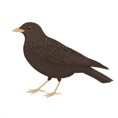 Obraz premium Dark-brown bird, detailed illustration.