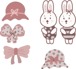 Coquette icon bunny pink ribbon bow