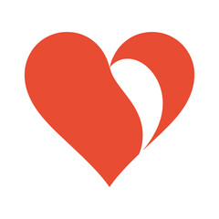 Abstract heart design in coral red and white.