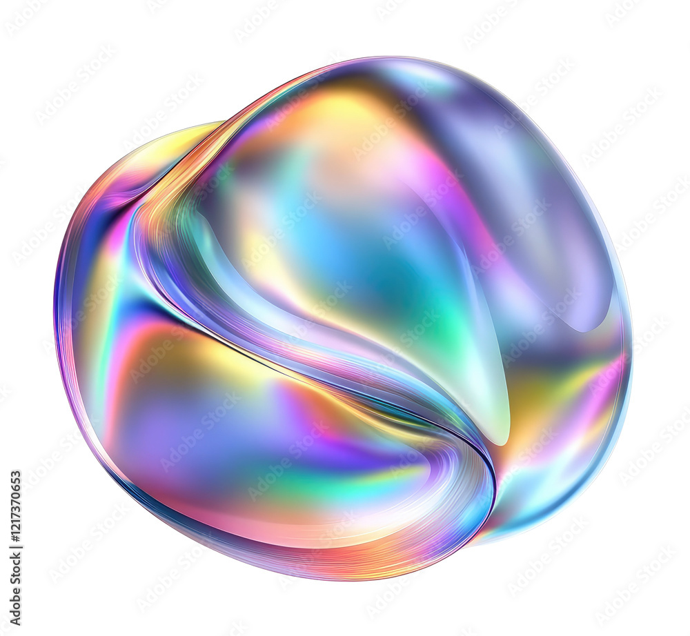 Poster iridescent abstract orb: a mesmerizing 3d render of an abstract iridescent orb, showcasing a vibrant