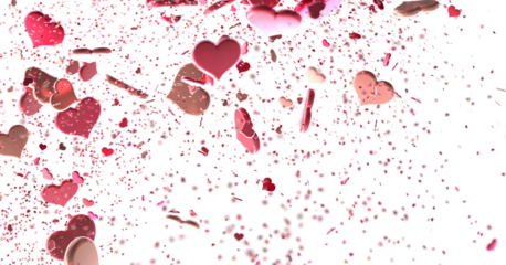 realistic isolated heart confetti on the transparent background for decoration and covering. Concept of Happy Valentine's Day,