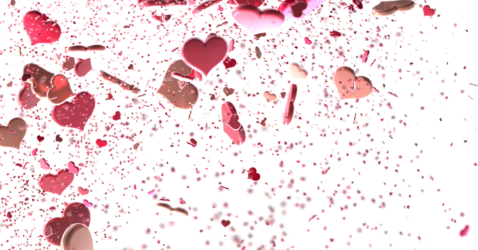 realistic isolated heart confetti on the transparent background for decoration and covering. Concept of Happy Valentine's Day,