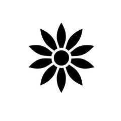 Fototapeta premium Simple Flower Icon: A minimalist black and white icon of a single flower, symbolizing purity, growth, and the beauty of simplicity. This vector graphic is ideal for website design, app interfaces.