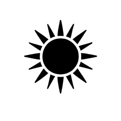 Simple Sun Icon: A minimalist, black sun icon with sharp, pointed rays, representing energy, warmth, and summer.  