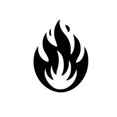 Fiery Orb: Abstract flame symbol, black fire icon, burning circle, fiery design element, intense heat graphic.