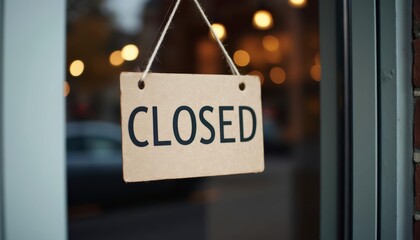 Glass door with closed shop sign