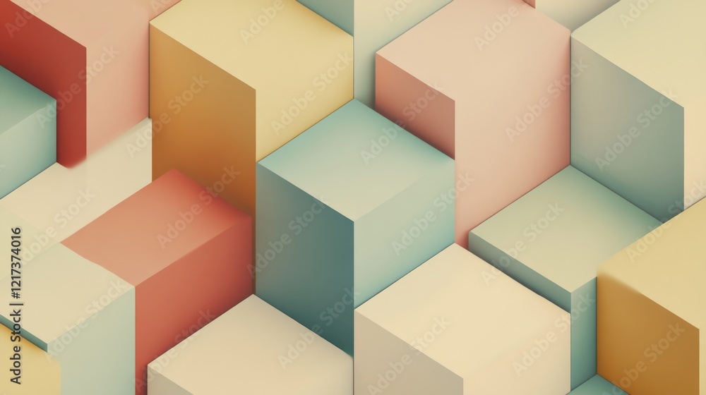 Aufkleber abstract arrangement of colorful geometric blocks creating a modern artistic composition
