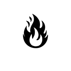 Fiery Icon: A bold black flame icon,  simple yet impactful, symbolizing passion, energy, and power.  A versatile graphic for various uses, from web design to print materials.