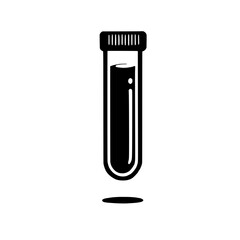 Test Tube Icon: A simple yet striking vector illustration of a test tube filled with liquid, perfect for scientific, medical, or laboratory-related projects.  The icon is clean, minimalist.