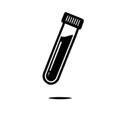 Test Tube Icon: A simple yet powerful black and white vector illustration of a test tube with liquid, perfect for science, laboratory, research, and experiment concepts.