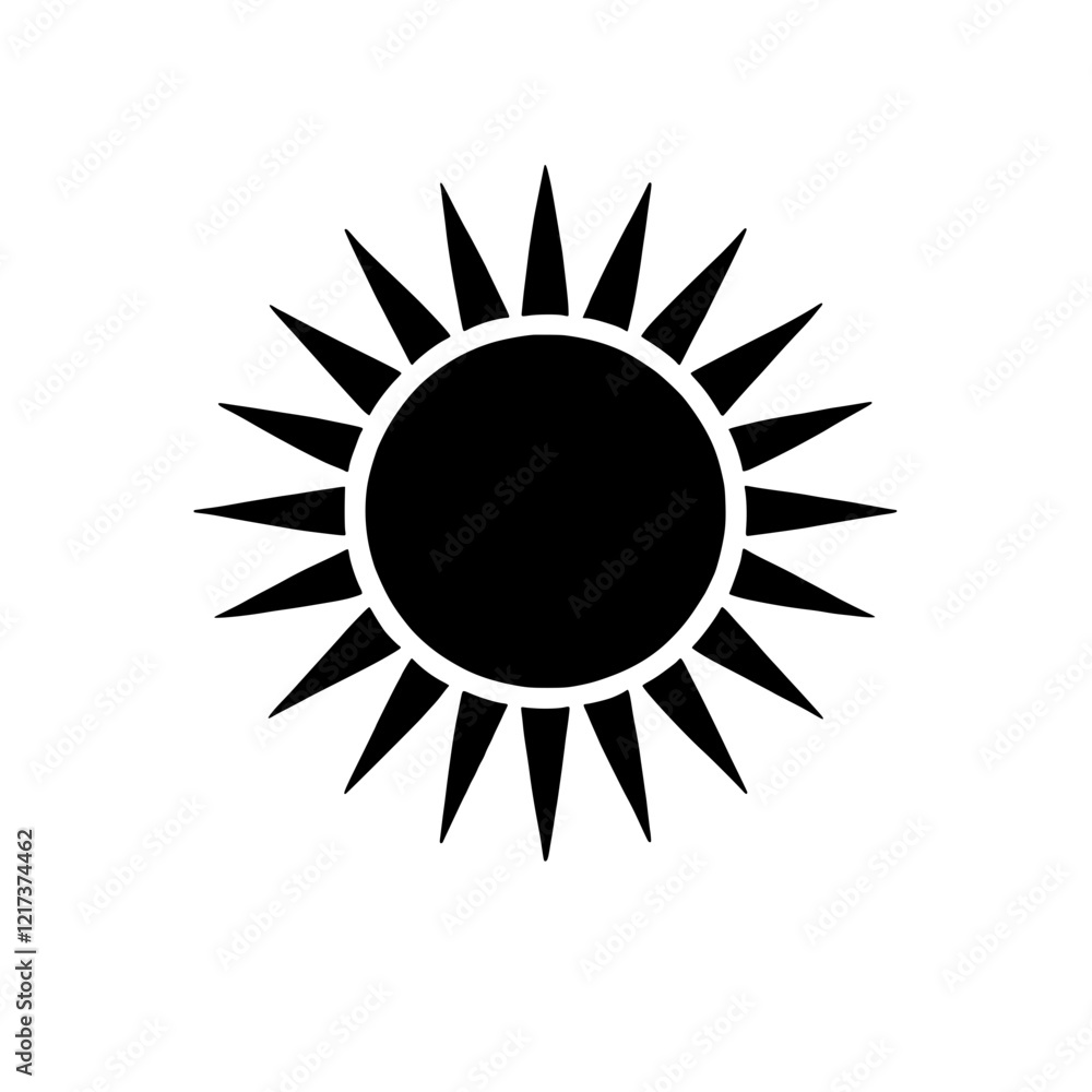 Poster sunburst icon: a bold, black sunburst icon, perfect for adding a touch of warmth and energy to your 