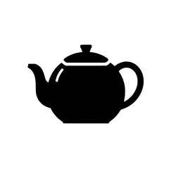Teapot Silhouette Icon: Simple, minimalist silhouette icon of a traditional teapot, ideal for web design, branding, and app interfaces. Conveys warmth, comfort, and hospitality.