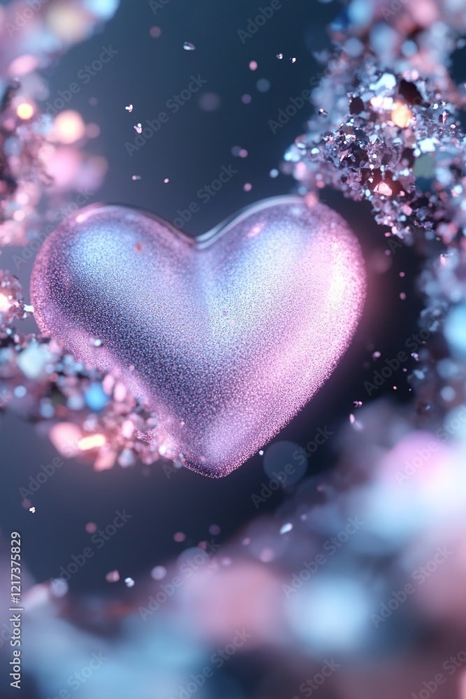 Poster a mesmerizing display of heart-shaped light rays converges at the center, enveloped by soft glowing 