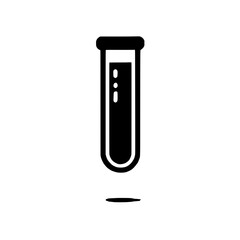 Test Tube Icon: A simple yet striking vector icon depicting a test tube filled with a dark liquid, perfect for scientific, medical, or laboratory-related projects. 