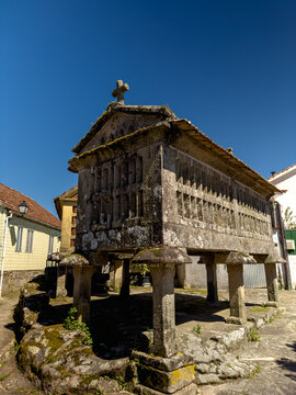 Traditional Stone Granary (H&oacute;rreo) in Galician Village
