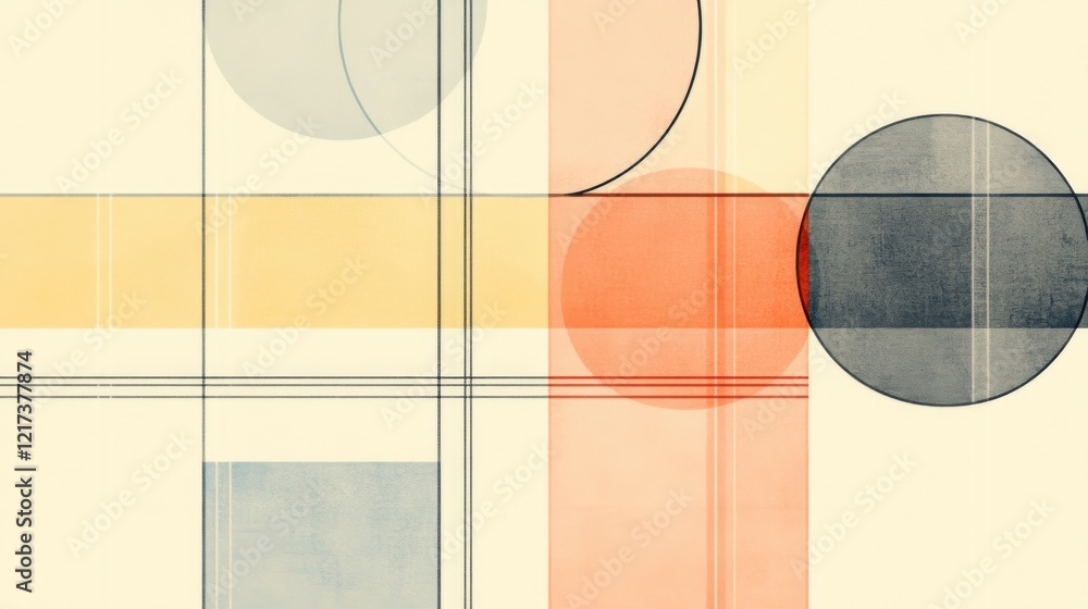 Aufkleber abstract geometric composition with colorful shapes and lines creating a modern aesthetic