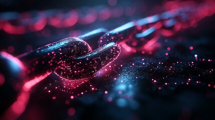 A conceptual image of a blockchain ledger with encrypted blocks, highlighting the security and immutability of the data. 407