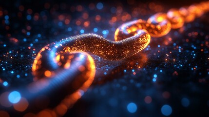 A blockchain with encrypted transactions represented as glowing blocks, showcasing the secure and transparent nature of blockchain. 426