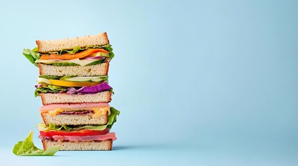 Stacked Veggie & Deli Sandwich Photo - Minimalist food photography