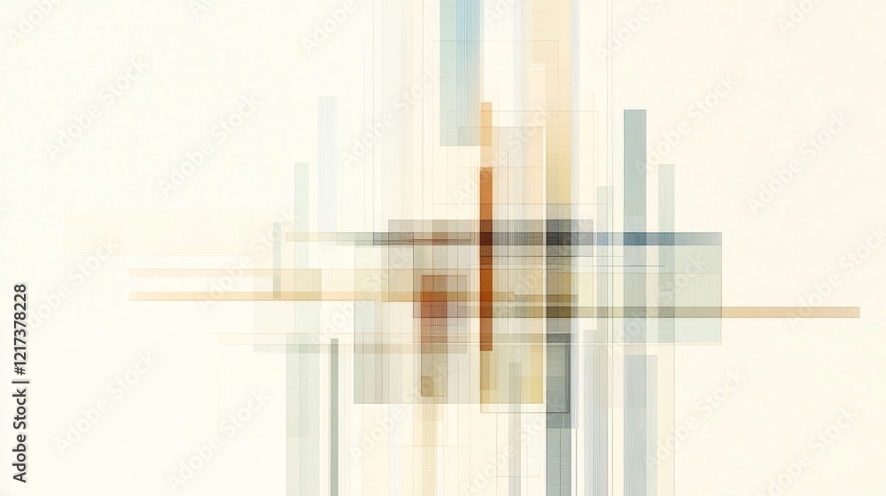 Aufkleber abstract geometric composition with overlapping shapes and soft colors, creating a modern aesthetic