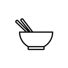 noodle bowl icon with chopsticks, simple flat style, pictogram logo symbol vector illustration, isolated on white for mobile app