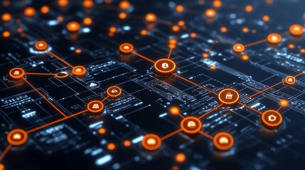 A blockchain transaction flow with security measures like encryption, digital signatures, and consensus, ensuring data integrity. 497
