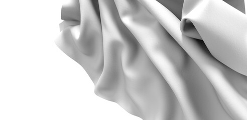 A close-up abstract photo of white fabric draped and flowing. The image shows the soft, smooth...