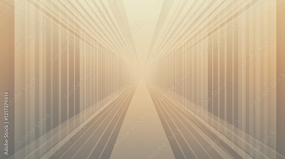 Poster abstract perspective of a light-filled corridor with soft colors and blurred lines, creating depth