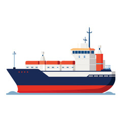 cargo ship isolated on white