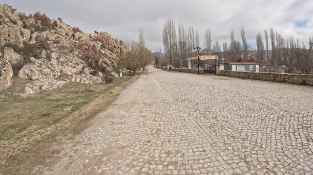 Ancient Phrygian carved houses and architecture. Ayazini Carved Church. Afyon, Ancient Phrygian way.