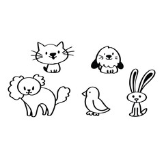 Cute Animal Doodles
A collection of adorable animal line art doodles, including cats, dogs, rabbits, and birds, perfect for kids. Adobe Illustrator Artwork