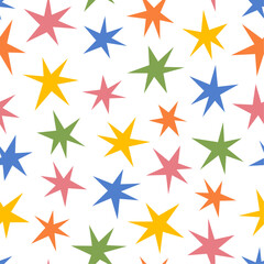 Seamless vector pattern with colorful stars. Children's pattern for textile or wallpaper.