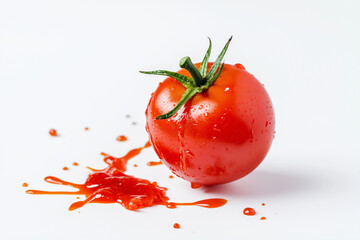 Fresh Red Tomato on White Background &ndash; Food Concept