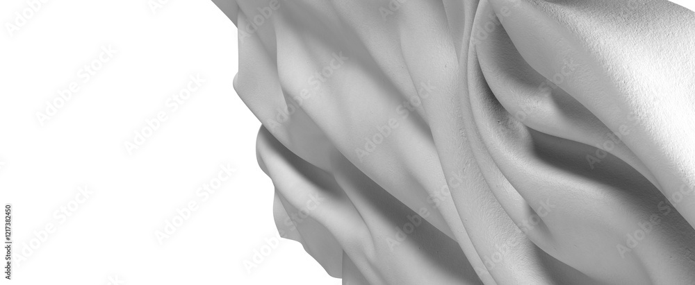 Poster a close-up abstract photo of white fabric draped and flowing. the image shows the soft, smooth textu