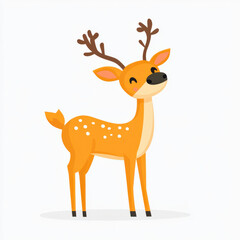 Adorable spotted fawn with antlers, standing happily.
