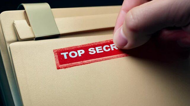 4k video of a confidential document with a stamp Top Secret.