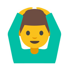 Cartoon Illustration of a Smiling Person with Arms Raised, Isolated on White Background, Clipart