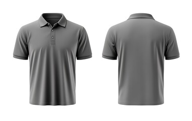 Gray polo shirt mockup, front and back view