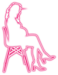 Neon Pregnant Lady Silhouette , Pregnant Woman Icon 