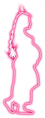 Neon Pregnant Lady Silhouette , Pregnant Woman Icon 